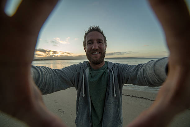 istock Wide angle selfie on the beach 517631262