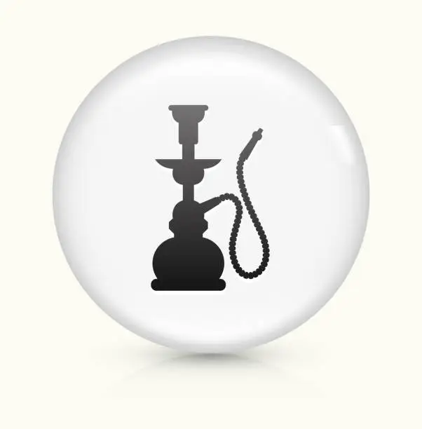 Vector illustration of Hookah icon on white round vector button