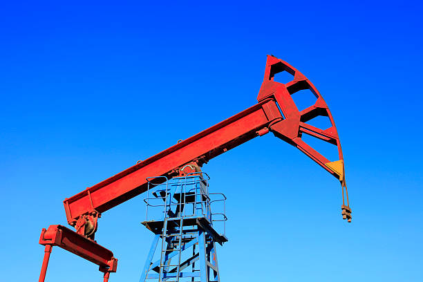 istock Oil field, oil pump in the work 517633008