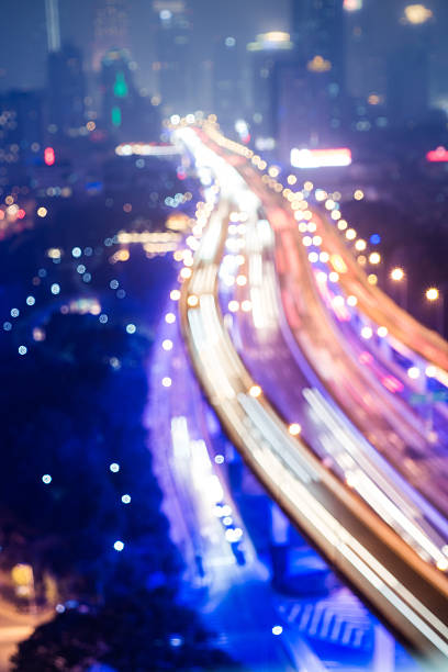 istock Defocused highway at night in Shanghai 517633050