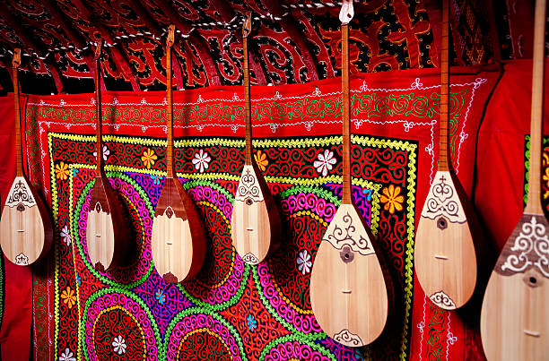 istock Dombra instrument in Kazakh yurt interior 517633310