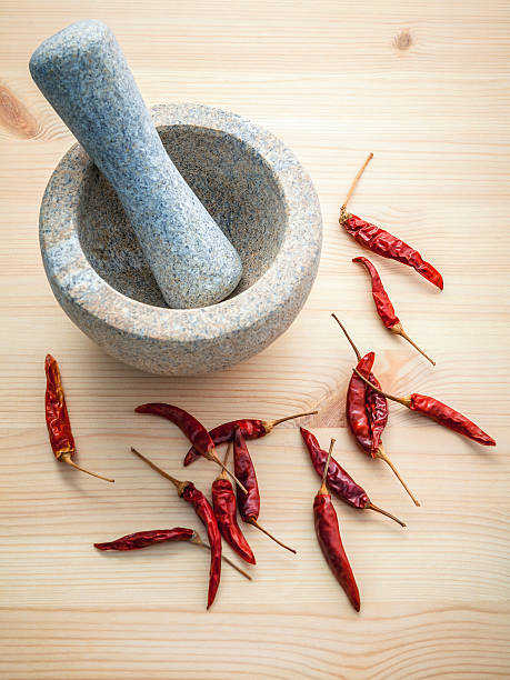 istock Dried Chillies on white wooden background 517634032