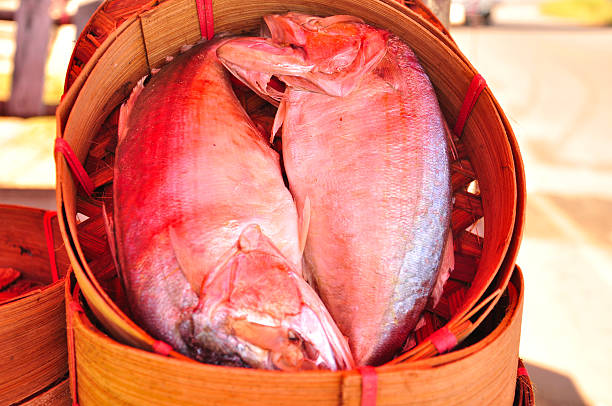 Pack of Short-bodied mackerel with bamboo steamer basket,Thailand