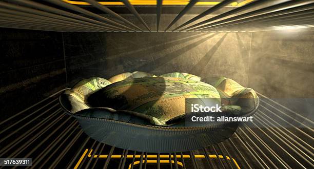 Australian Dollar Money Pie Baking In The Oven Stock Photo - Download Image Now - Appliance, Assistance, Australia