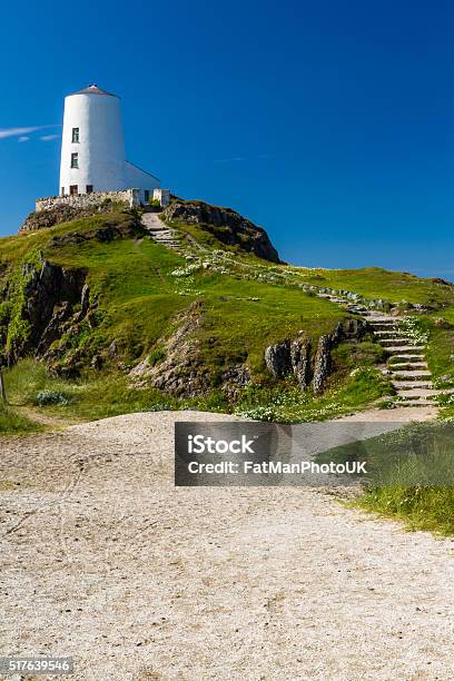 White Lighthouse On Llanddwyn Island Anglesey Stock Photo - Download Image Now - Anglesey - Wales, Summer, Atlantic Ocean