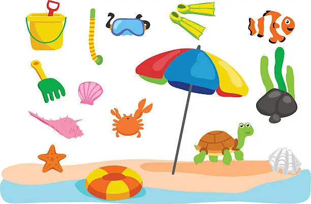 Vector illustration of beach toys vector