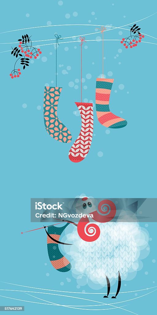 Sheep and christmas sock. Happy holidays. Sheep and christmas sock. Happy holidays. Vector illustration. Christmas stock vector