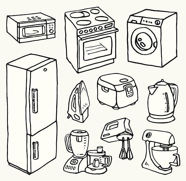 Cartoon Handdrawn Household Appliances For Cooking And Cleaning Stock Illustration - Download Image Now - iStock Cartoon Handdrawn Household Appliances For Cooking And Cleaning Stock Illustration - Download Image Now - iStock