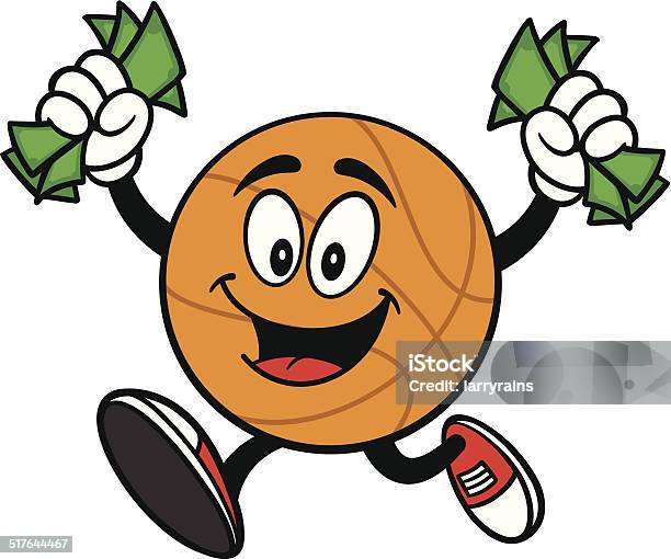 Cartoon Basketball Running With Money Stock Illustration - Download Image Now - Basketball - Ball, Basketball - Sport, Cartoon