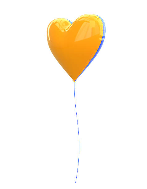 istock Yellow-blue shiny balloon on a white background. 3D illustration 517654414