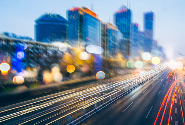 istock Illuminated Skyscrapers and City Streets in Beijing 517654574