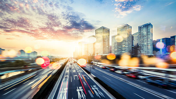 istock Illuminated Skyscrapers and City Streets in Beijing 517655518