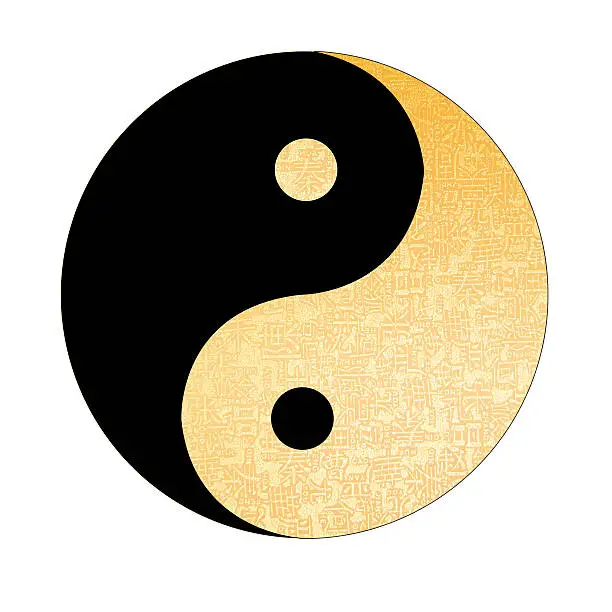 Ying-Yang symbol with chinese letter, The sign of the two elements.
