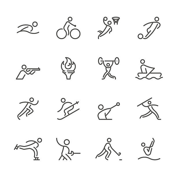 flache linie symbole & -sport fitness-serie - rudern stock-grafiken, -clipart, -cartoons und -symbole