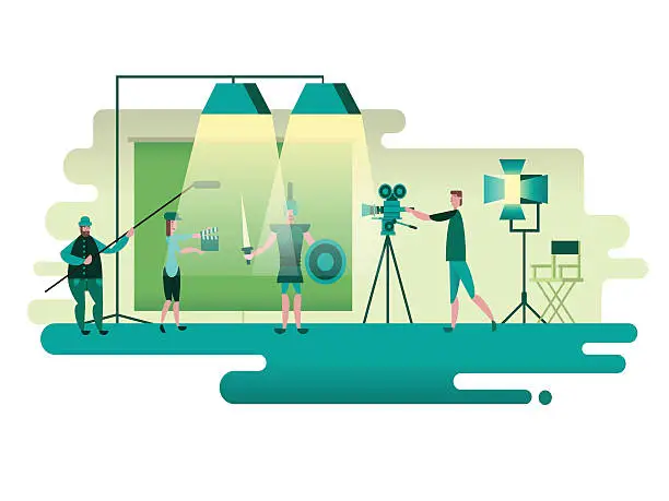 Vector illustration of Filming of the historical movie