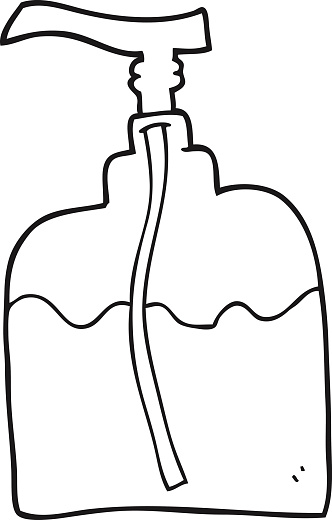 Black And White Cartoon Pump Bottle Stock Illustration - Download Image