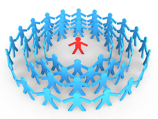 istock 3d stick man isolated in the crowd 517664004