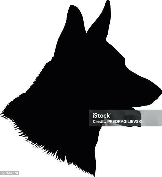 German Shepherd Head Silhouette Stock Illustration - Download Image Now - In Silhouette, German Shepherd, Dog