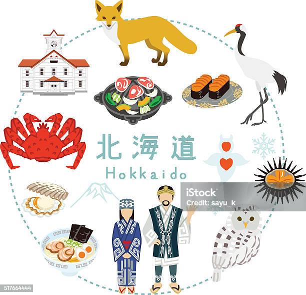 Hokkaido Tourism Flat Icons Stock Illustration - Download Image Now - Hokkaido, Illustration, Crab