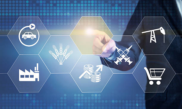 istock Businessman touching the screen about sectoral consept 517665786