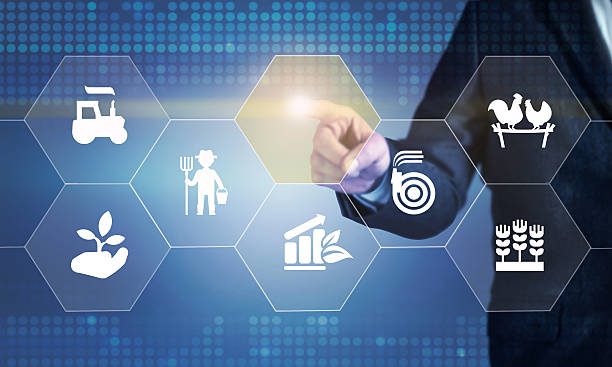 Businessman touching the screen about agriculture consept