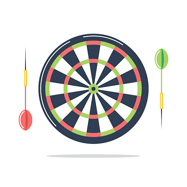 illustrazioni stock, clip art, cartoni animati e icone di tendenza di bersaglio delle freccette con pinces. piatto illustrazione vettoriale. - dartboard target pub sport