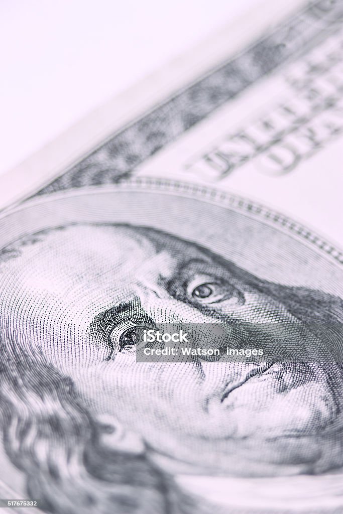 Close-up on Benjamin Franklin Close-up portrait of Benjamin Franklin . Concept and Ideas Abundance Stock Photo