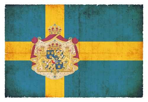 Flag of Sweden created in grunge style