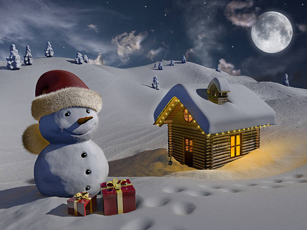 istock Log house in the snow at Christmas 517676849