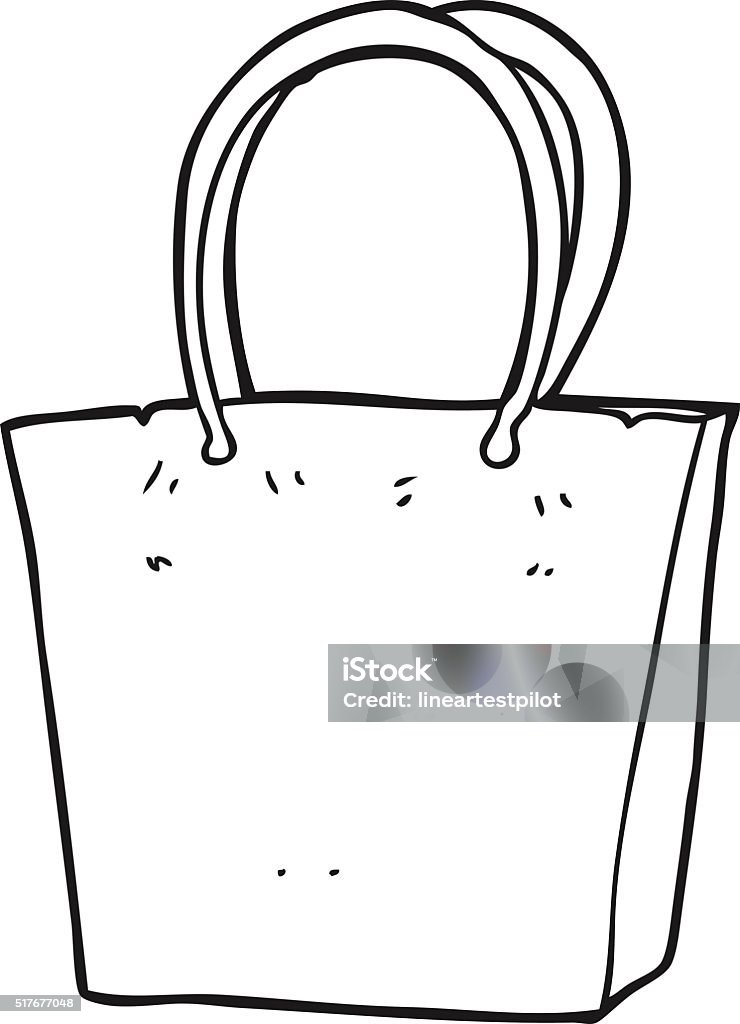 Black And White Cartoon Shopping Bag Stock Illustration - Download Image  Now - Bag, Bizarre, Book - iStock