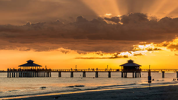 Sunset on Fort Myers Beach stock photo