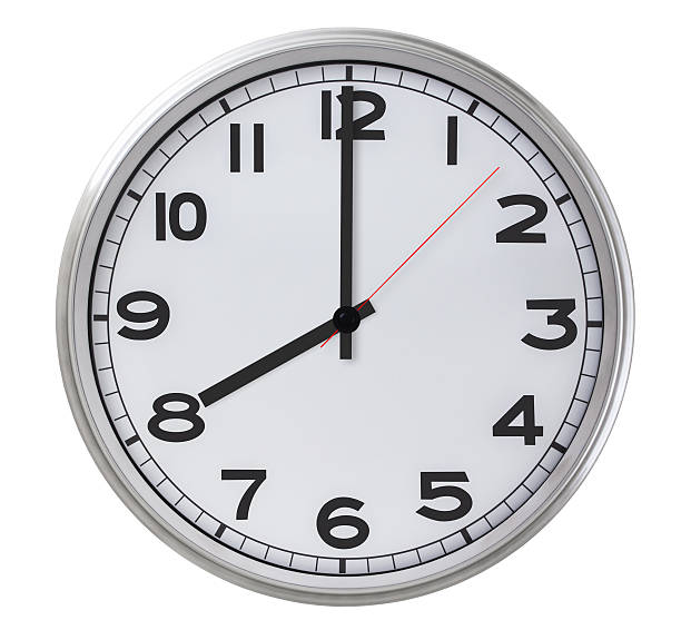 8 uhr - clock face clock number 6 time stock-fotos und bilder
