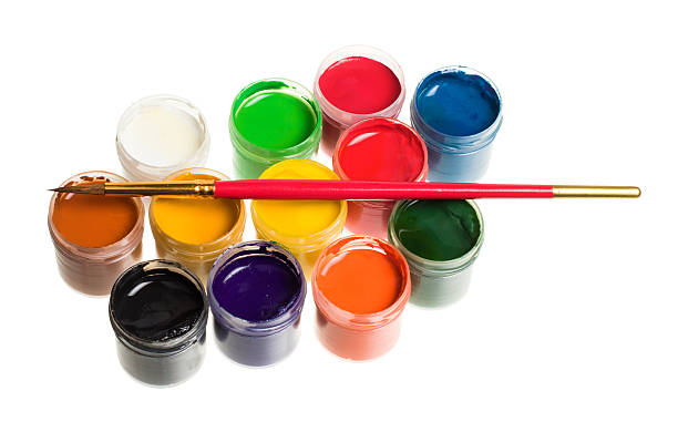 istock Paints and brushes isolated on white background 517678981