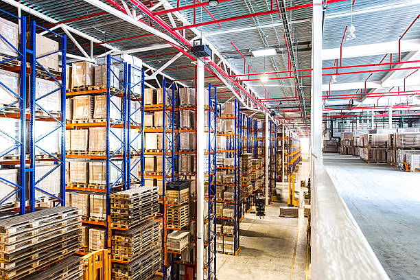 istock Interior of new large and modern warehouse space 517679264