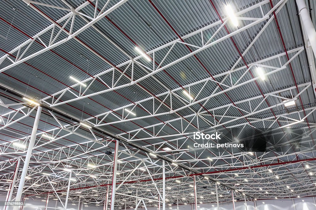 ceiling lamps with diode lighting in a modern warehouse lamps with diode lighting in a modern warehouse Lighting Equipment Stock Photo