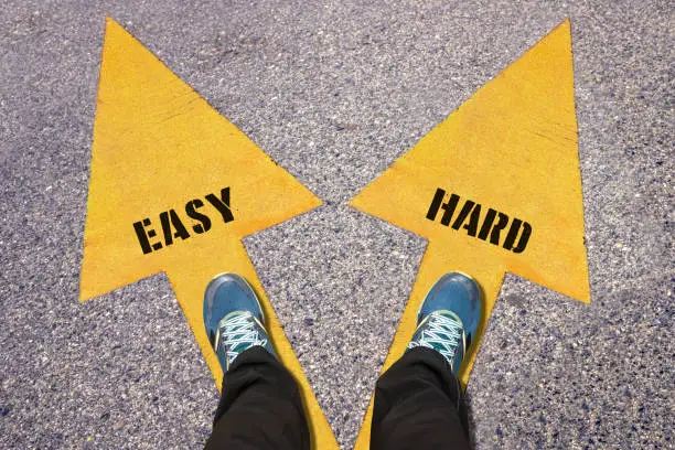 Photo of Easy and Hard painted on road