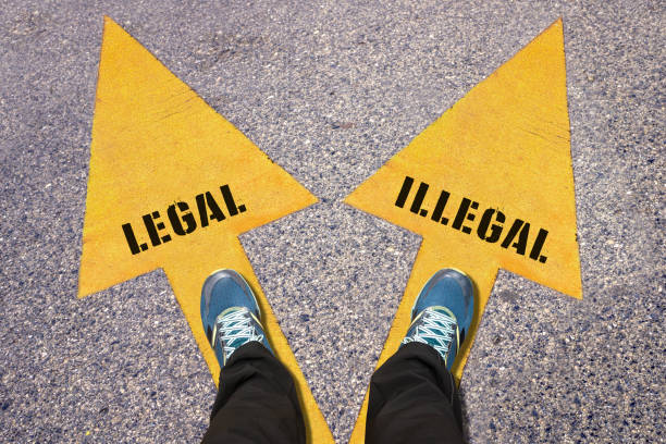 istock Legal and Illegal painted on road 517686102