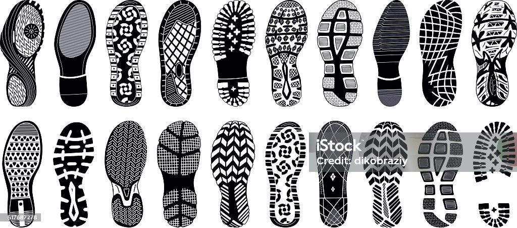 Shoe tracks - Illustration Collection of highly detailed footprints: Sports Shoe stock vector