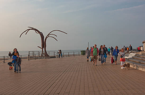 Huanchaco, Peru, July 2018 Sculpture of fish in steel a little damaged by the weather on the Huanchaco coast, Peru