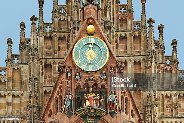 Twelve O Clock Frauenkirche In Nuremberg With Famous Carillion Stock Photo - Download Image Now