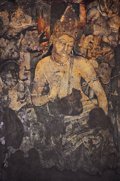 pittura murale di padmapani in ajanta (cave 1) - bodhisatva foto e immagini stock