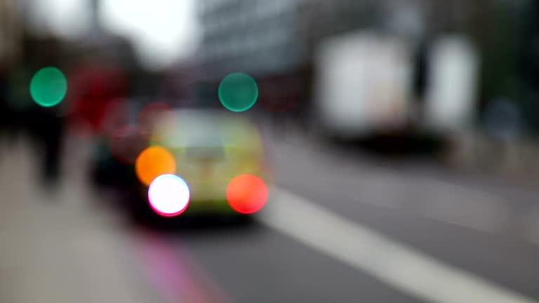 Police emergency service lights defocused