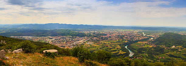 Gorizia and Nova Gorica View of Gorizia and Nova Gorica from sabotin mountain nova gorica stock pictures, royalty-free photos & images