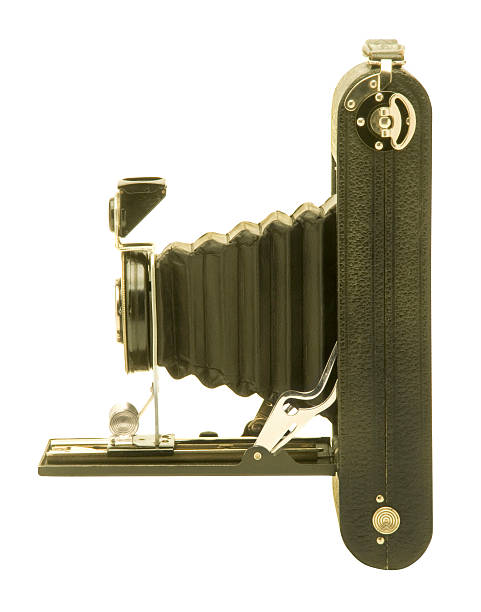 istock Vintage folding bellows roll film camera in profile 517696321