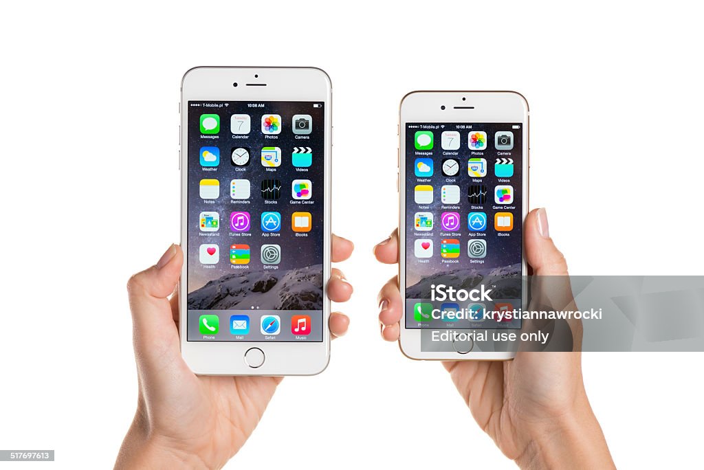 Vergleich iPhone 6 und iPhone 6 Plus - Lizenzfrei Apple Computer Stock-Foto