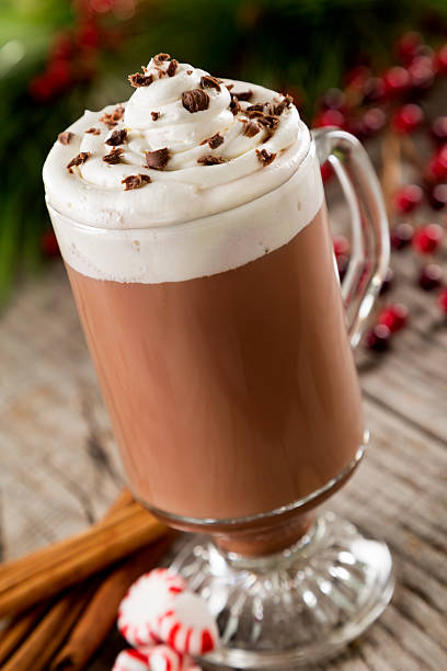 Hot Chocolate Hot chocolate with holiday background.  Please see my portfolio for other food and drink images. peppermints stock pictures, royalty-free photos & images