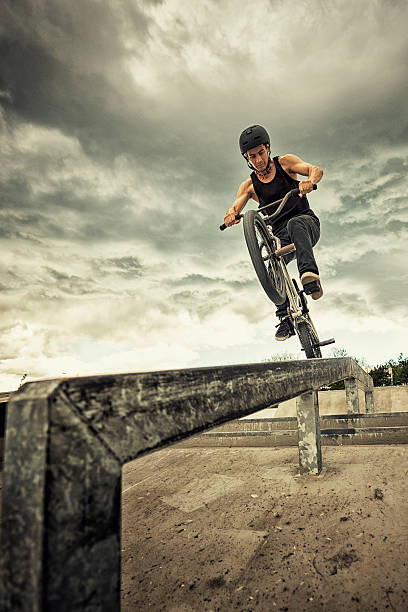 bmx rider - bmx cycling bicycle street jumping ストックフォトと画像