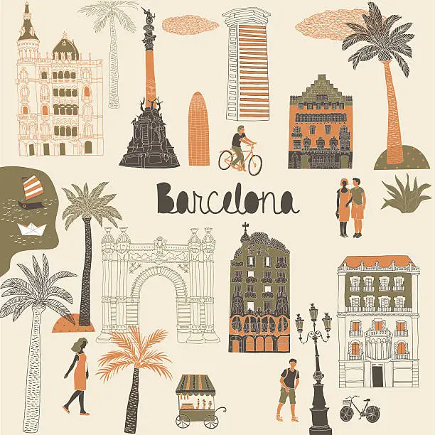 Vector illustration of Barcelona architecture