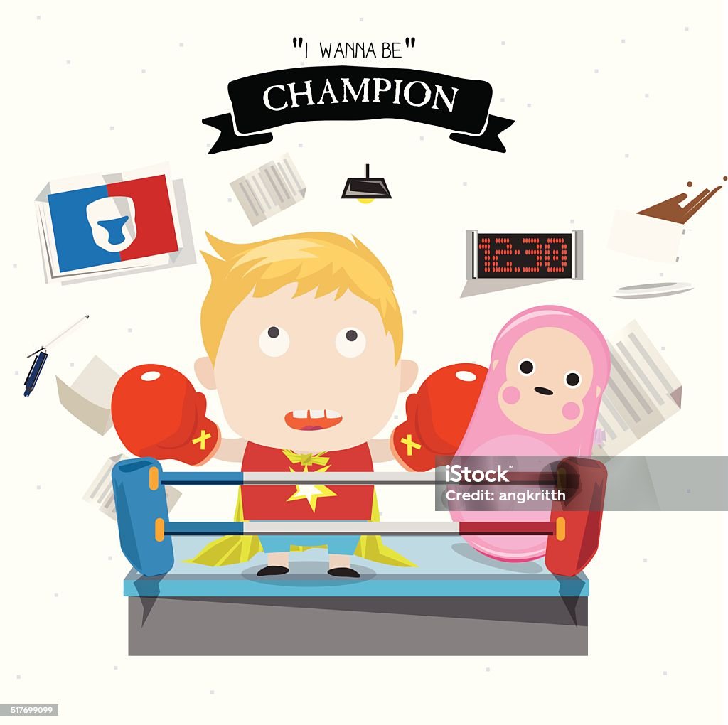 Boxing kid character - vector illustration Boxing kid character. Child stock vector