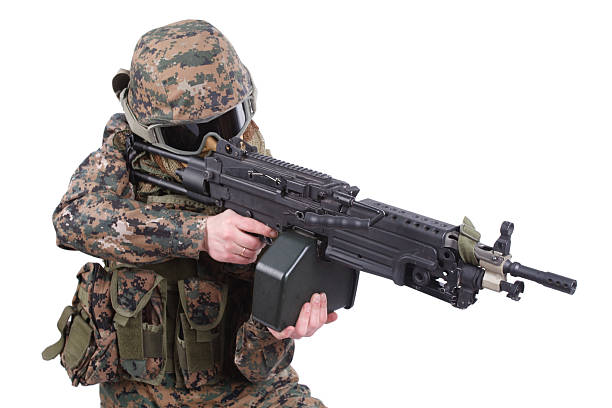 nosotros marines con m249 machine gun - semper fidelis fotografías e imágenes de stock